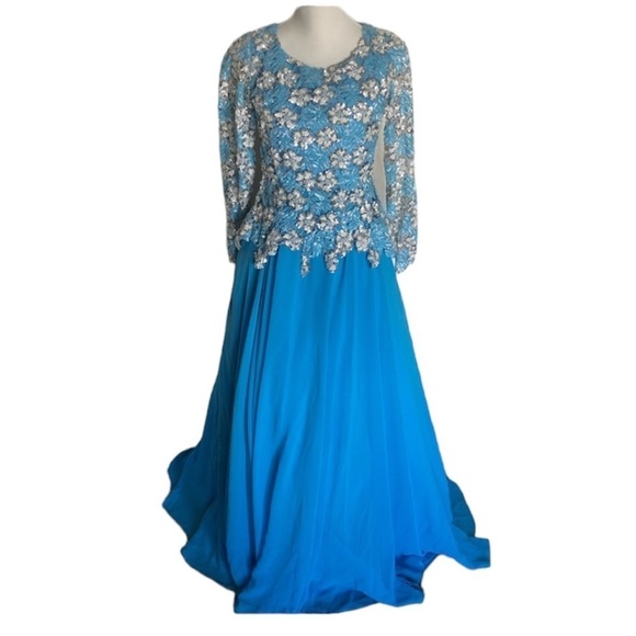 Blue sequin prom engagement ball gown dress size 8/10 - Picture 10 of 10